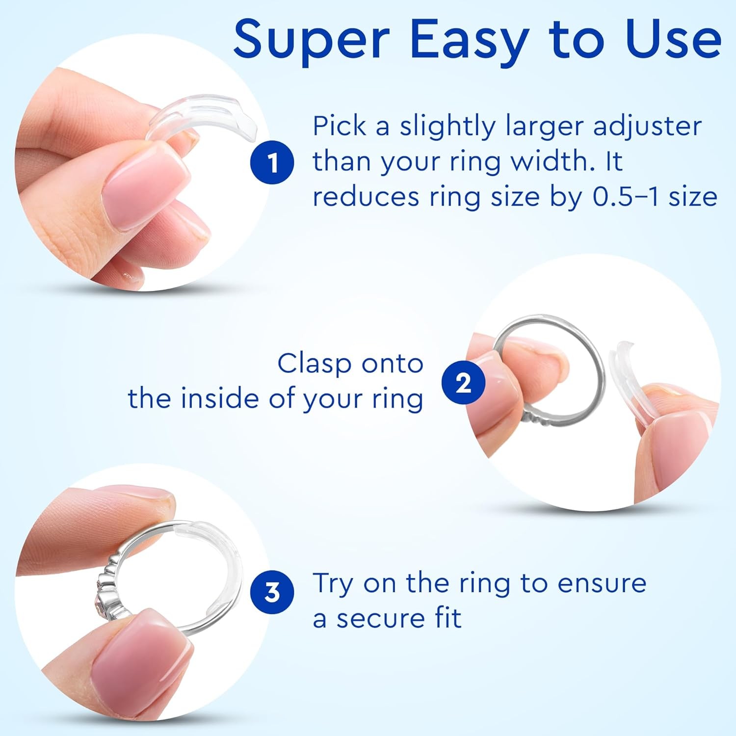 Ring Sizers for Loose Clip Ring Adjusters in 8 Sizes, Fits Flat Bands Up to 8 mm