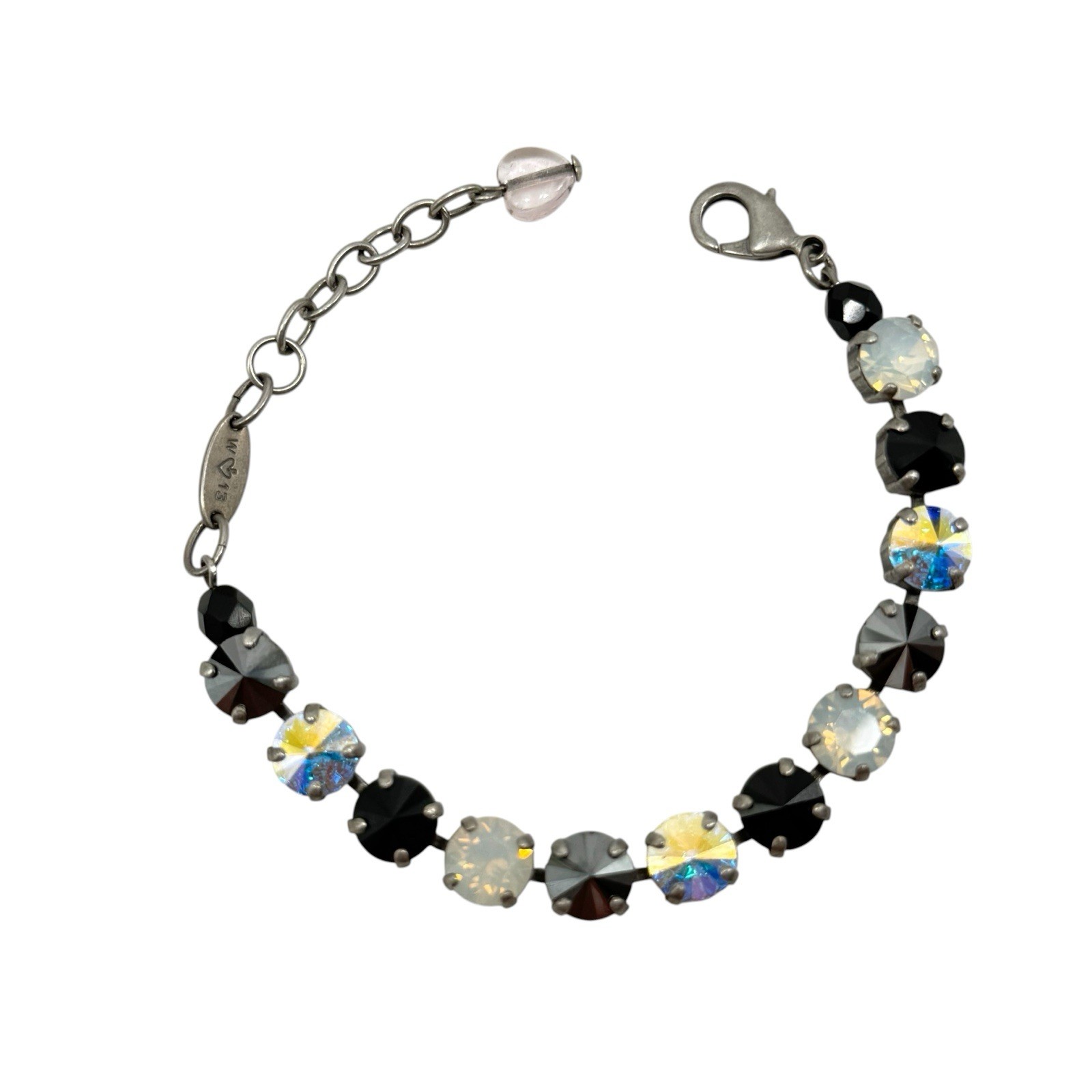 Sabika Tennis Bracelet White Opal Clear Black Multi Crystals 8” Inch Winter 2013