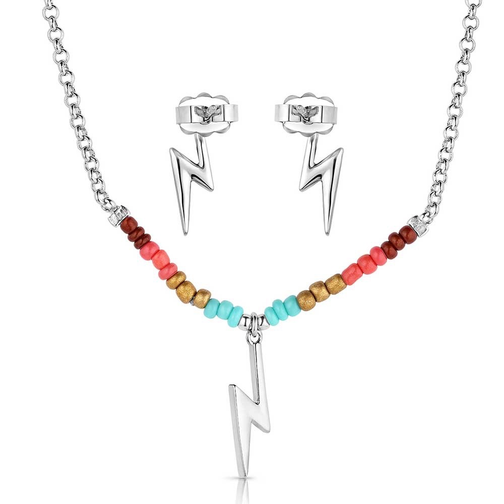 Montana Silversmiths Jewelry Set Women Colorstruck Bolt 19″ Necklace Earrings