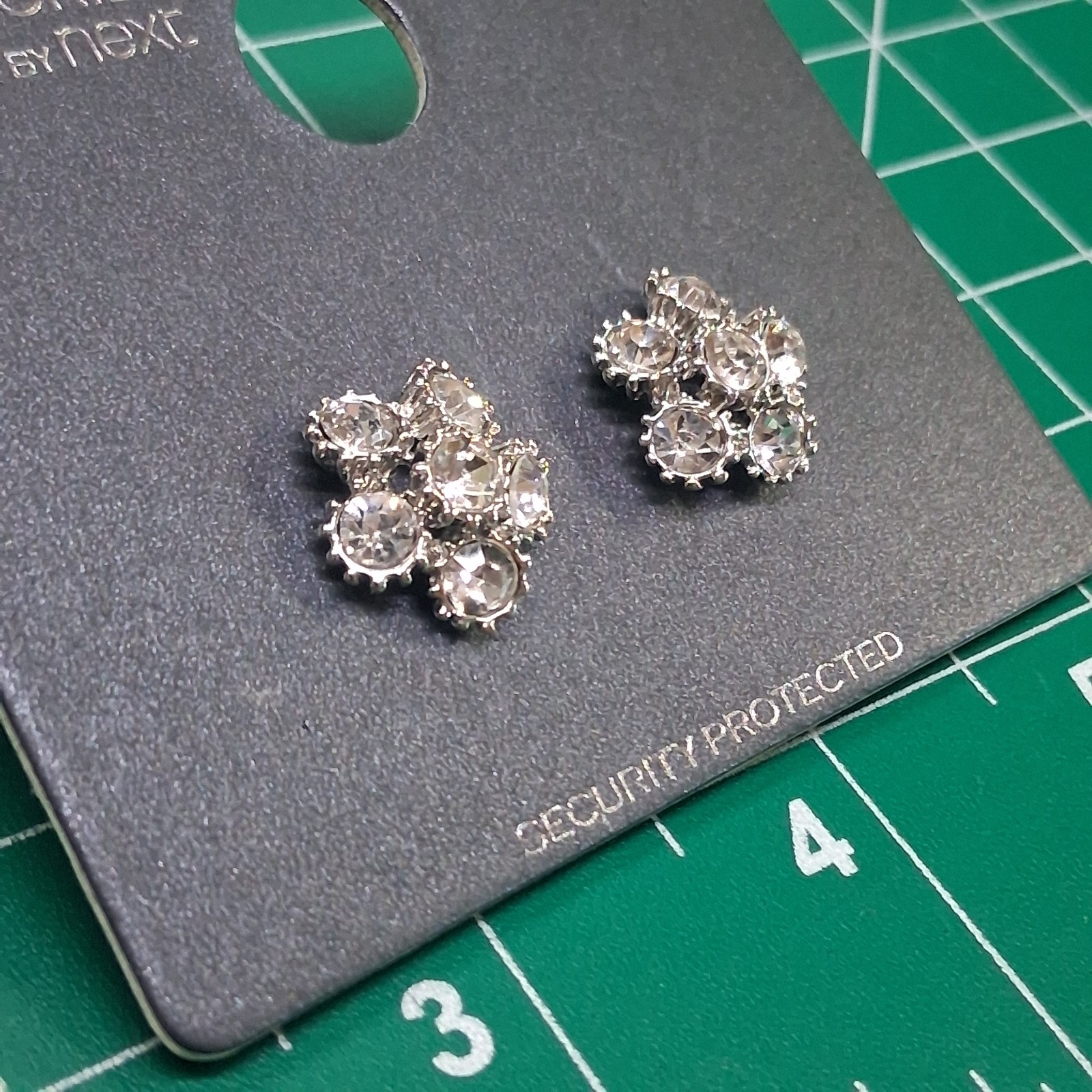 Accessories by Next 6 CZ Cluster Silver Tone Stud Earrings