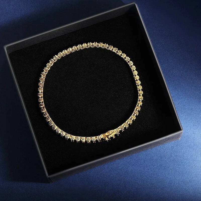 9ct Round Cut Lab-Created Black Onyx Tennis Bracelet 14K Yellow Gold Plated