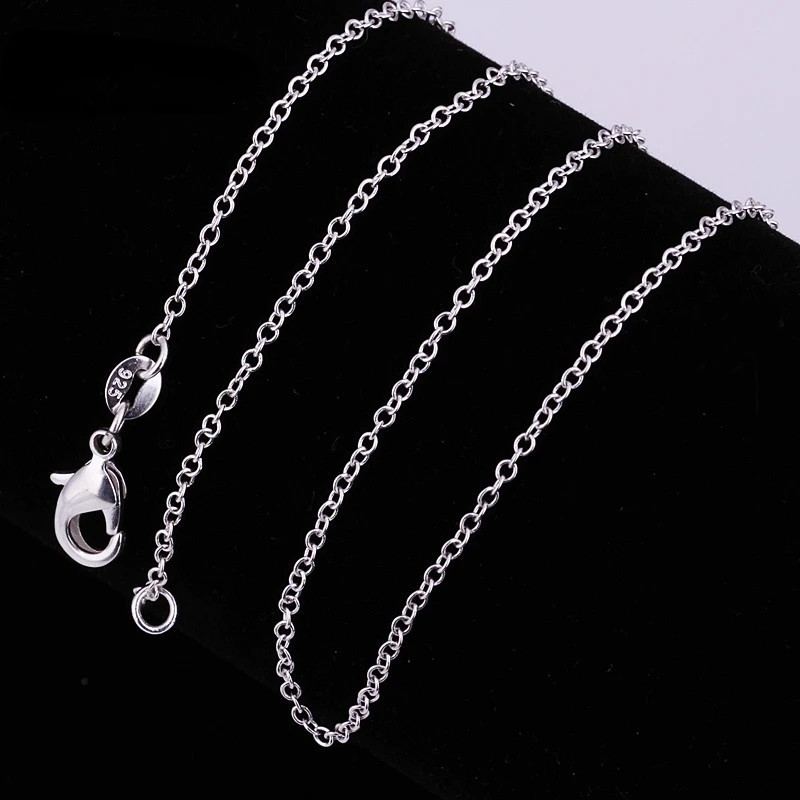 925 Sterling Silver Necklace Rolo Chain 1mm 16-24 Inch Length Women Jewelry
