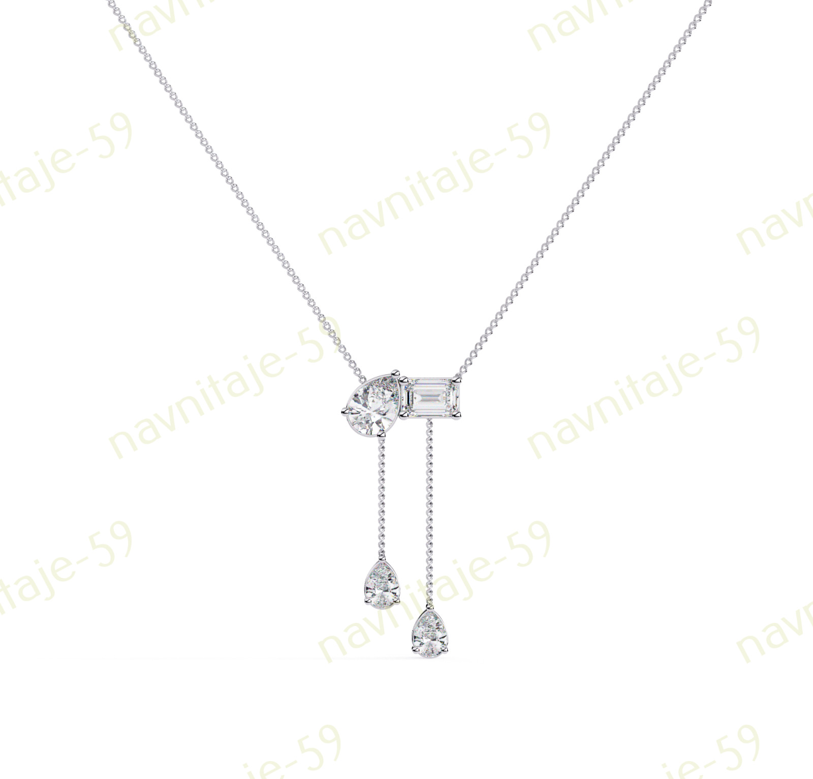 Women’s Chain 18″ Necklace Simulated Diamond 14K Yellow/ White/ Rose Gold Plated