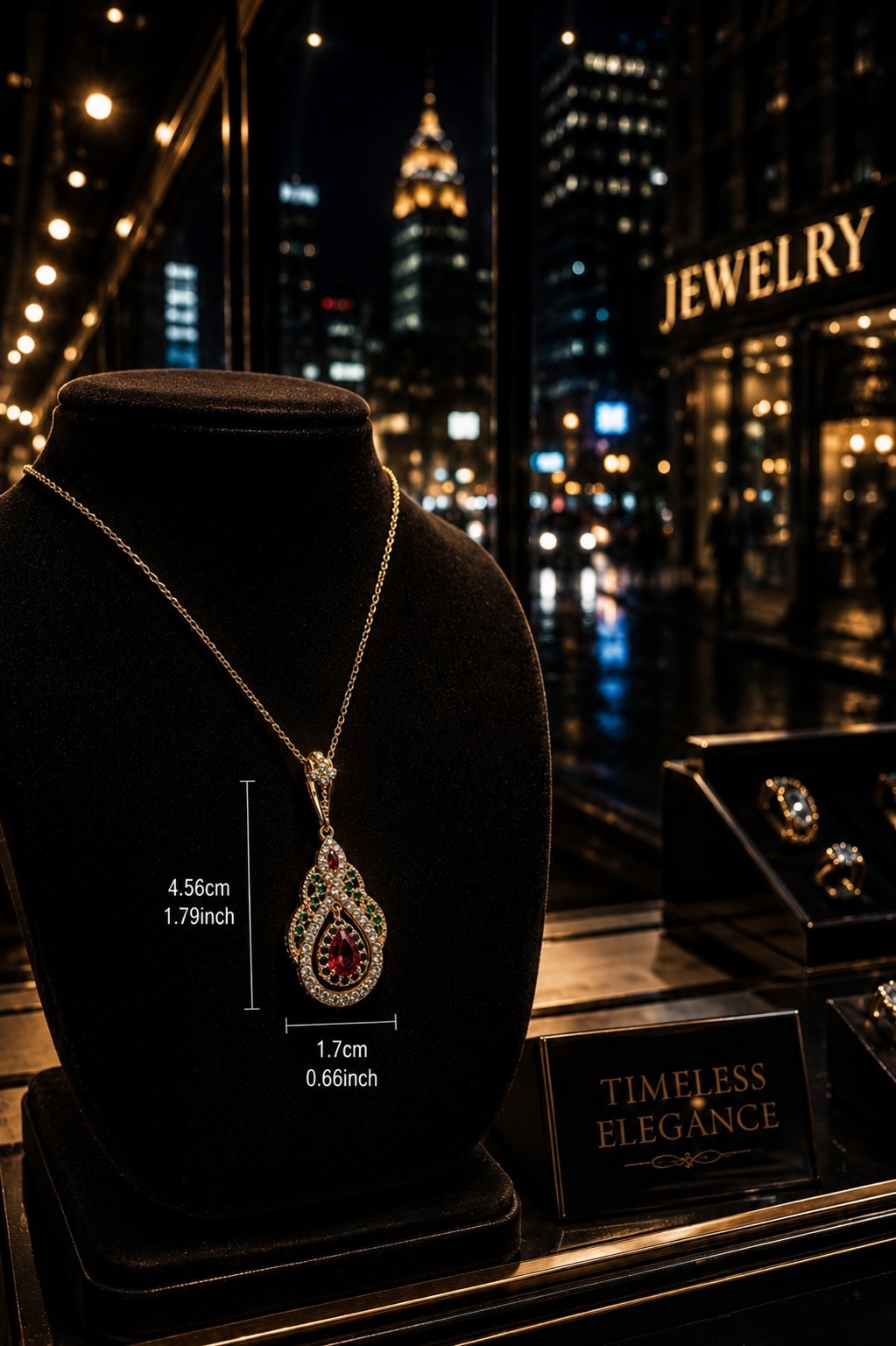Womens Teardrop CZ Pendant Necklace Vintage Style Fashion Jewelry 18″ To 20″