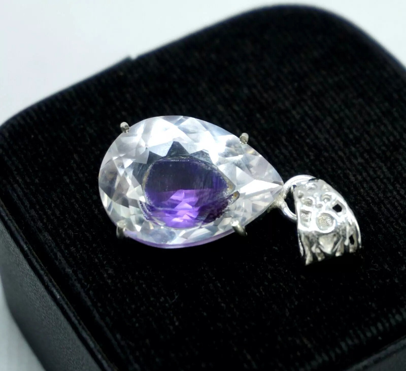 Unheated Rare Pitambari Sapphire Pear Natural 35.15 Ct 925 Silver Pendant Gem