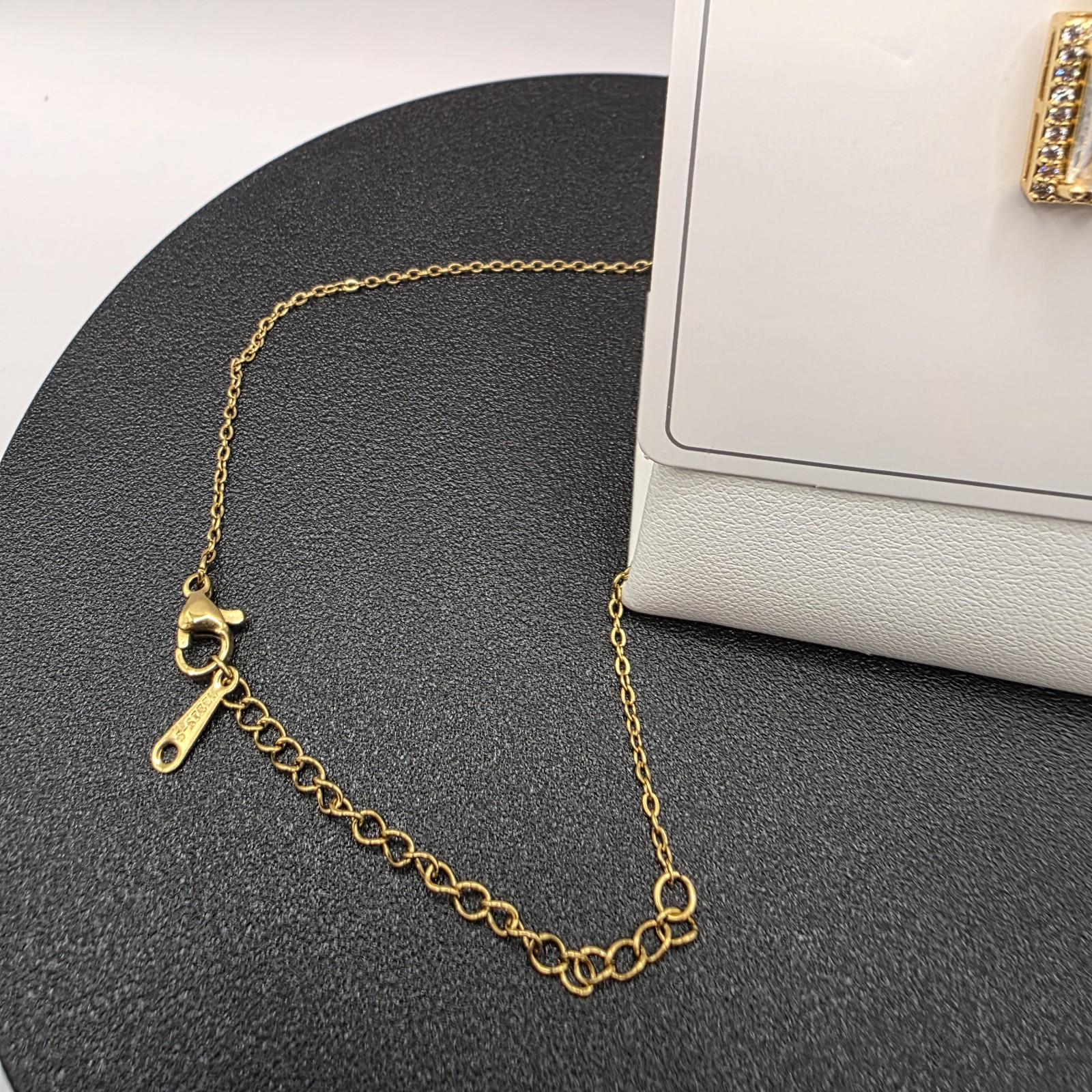 Stainless Steel Copper Plated 16″Necklace w/16mm White Quartz & Cz Pendant