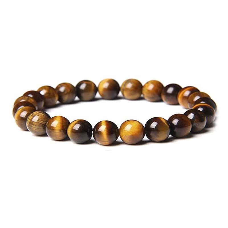 4PCS Men Bracelet Classic Lava Rock Tiger Eye Gem Stone Beaded Healing Boyfriend