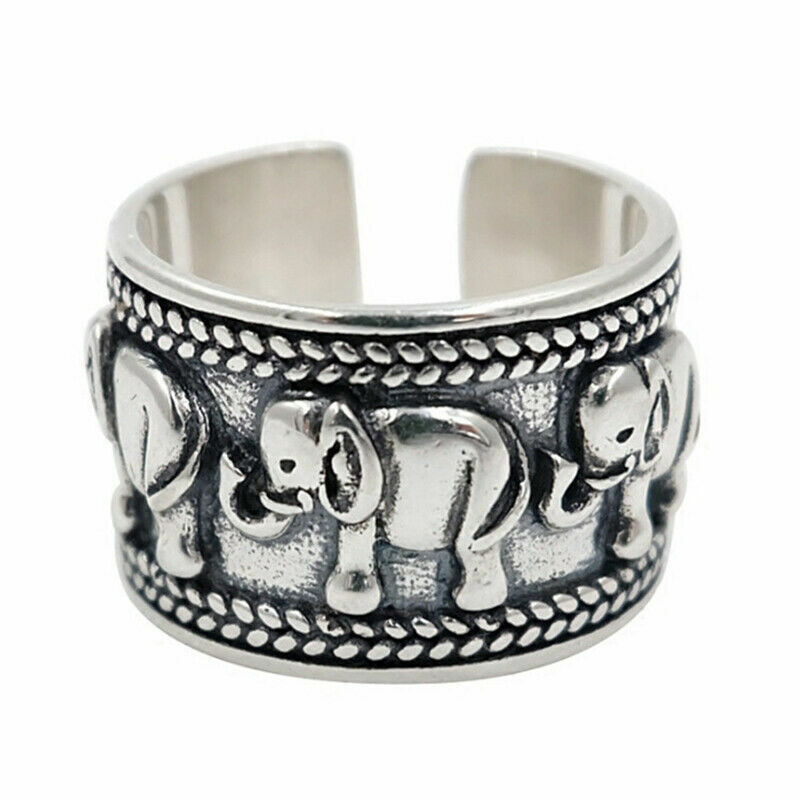 Elegant 925 Sterling Silver Charm Fashion Jewelry Elephant Ring One Size Fit All
