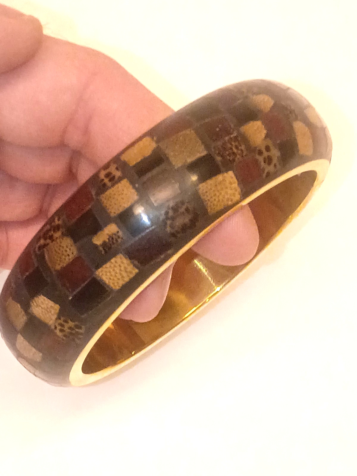 Horn Bohemian Bracelet Bangle with Wood and Shell Inaly Brass