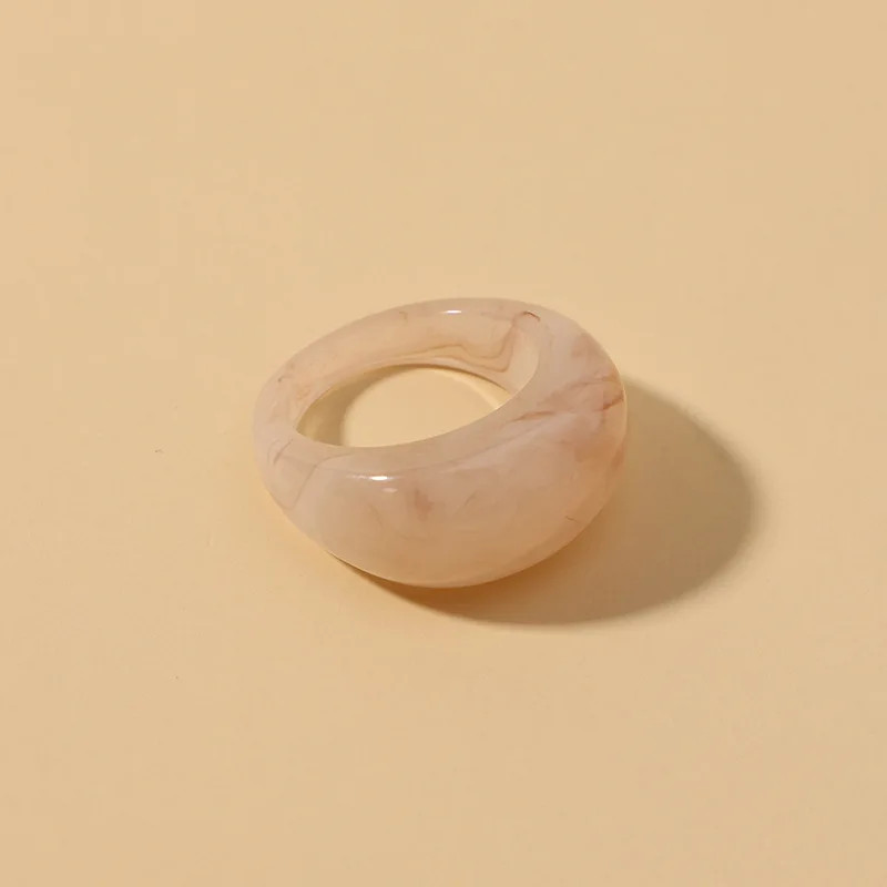 Transparent Acrylic Geometric Ring Round Resin Band Lightweight Jewelry