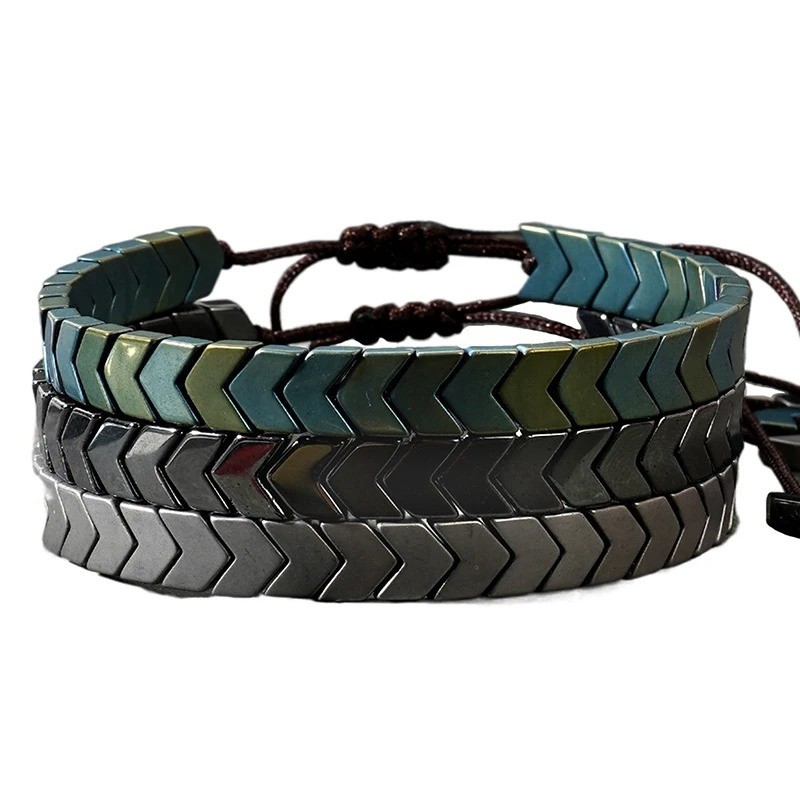Natural Black Hematite Bracelet Magnetic Therapy Healing Energy Stone Men Women