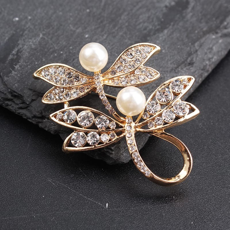 Elegant Butterfly Brooch CZ Simulated Pearl Pin for Men Women Gift Unisex