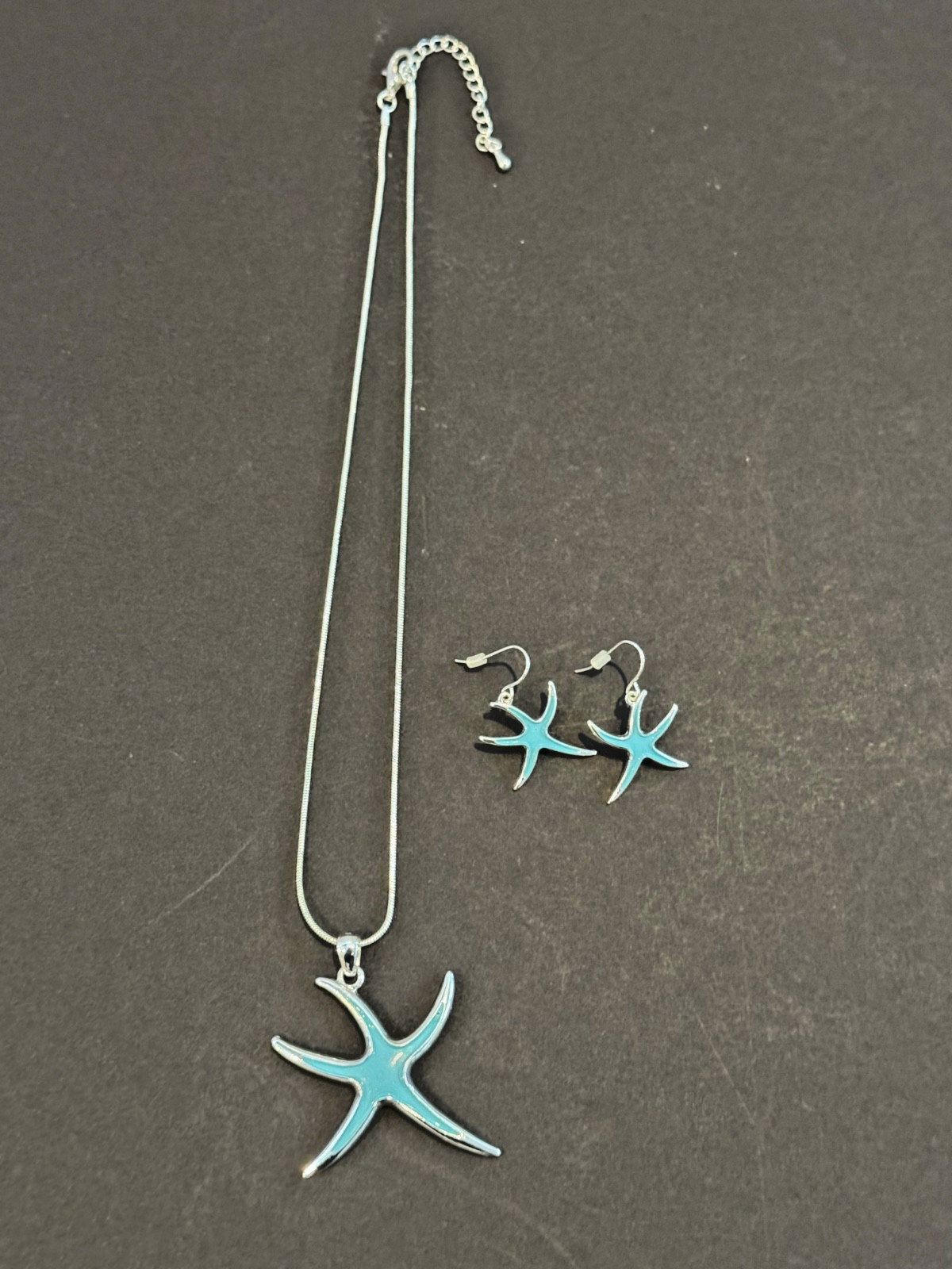 New Silver Starfish Necklace & Earrings Womens Jewlery Accessories Coastal Ocean