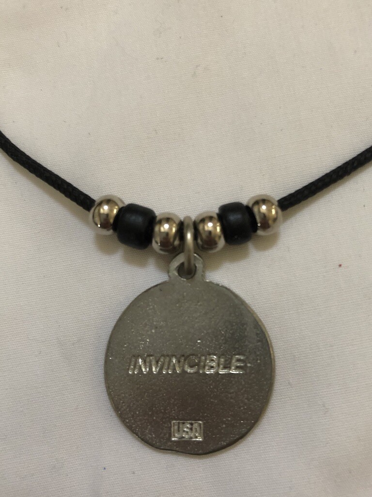Made in USA Native American Hand Crafted Black Silver Necklace INVINCIBLE New