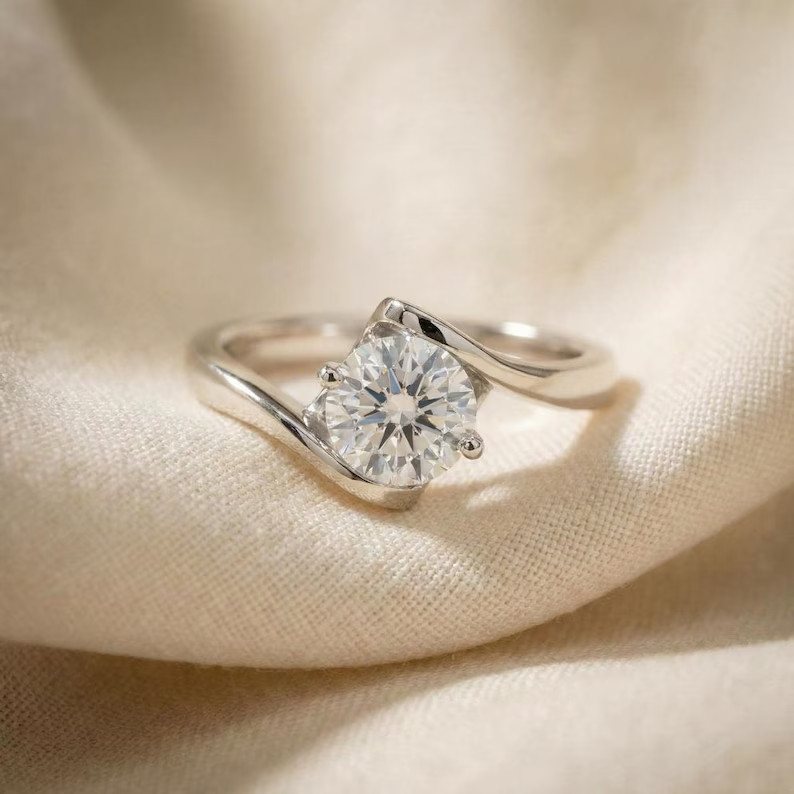 2Ct Round Cut Simulated Diamond /CZ Solitary Ring 14k Yellow Gold Over Silver