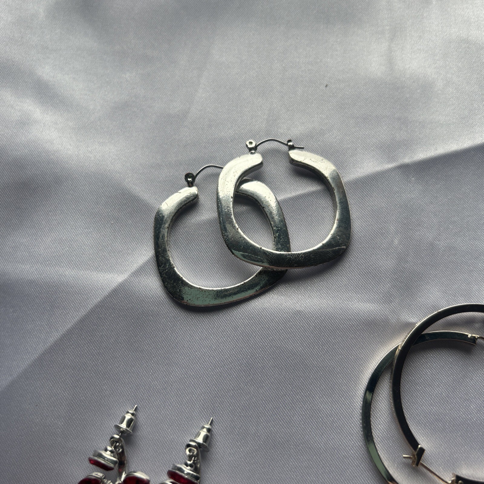 Lot of Women’s Earrings 9 Pairs of Mix Hoop Dangle and Post Earrings