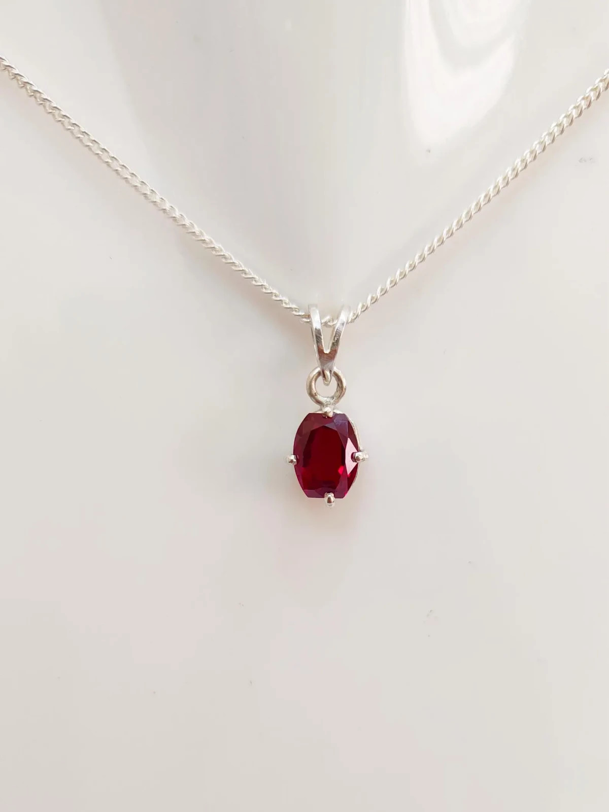 24 Ct Natural Red Ruby Pendant Sterling Silver Fancy Cut Gemstone Jewelry