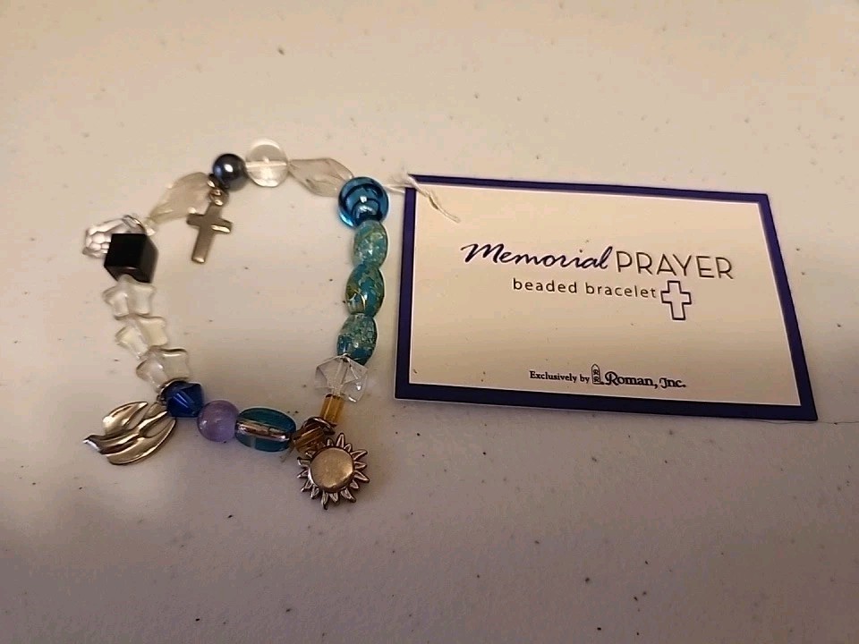 Memorial Prayer Beaded Bracelet Sunlight, Bird, Stars, and Cross by Roman Inc.