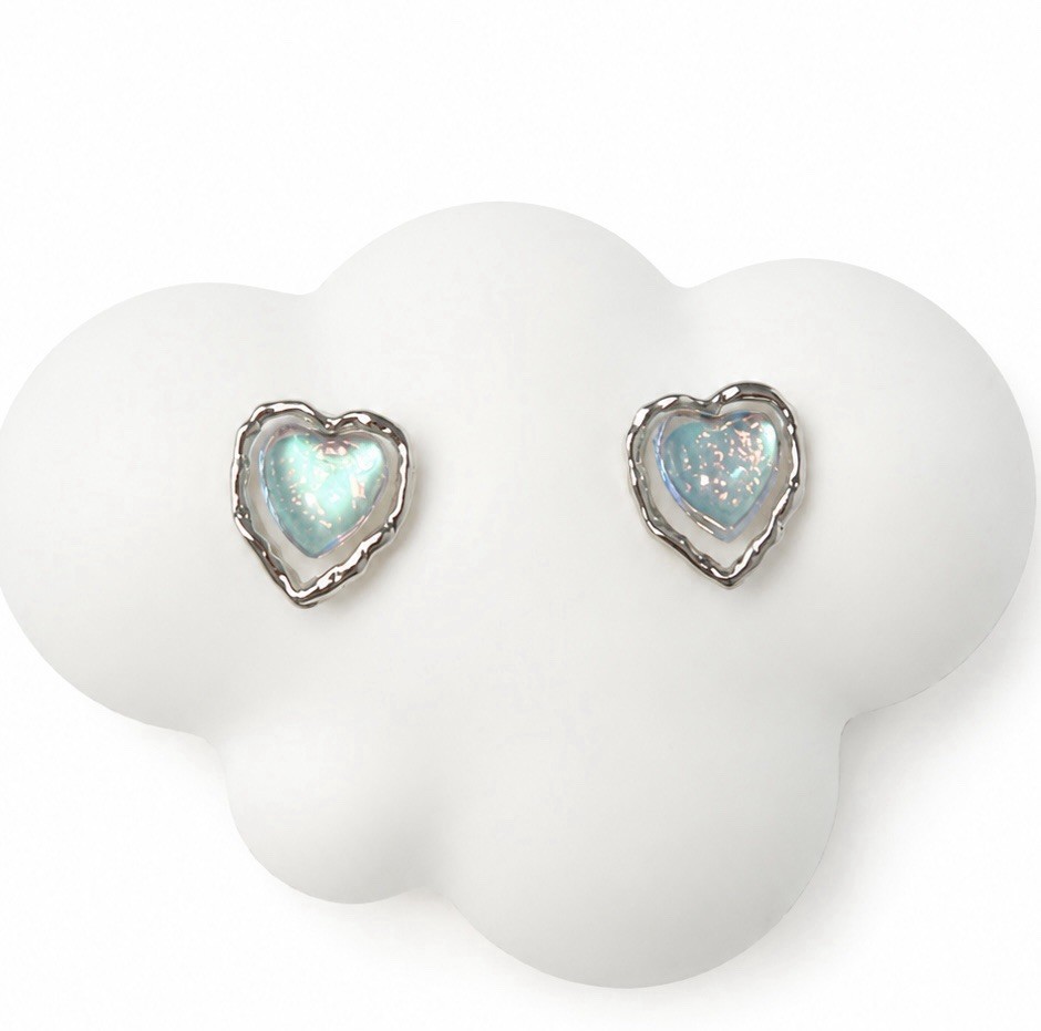 925 Sterling Silver Moonstone Heart Stud Earrings Heart Gemstone Earrings 142