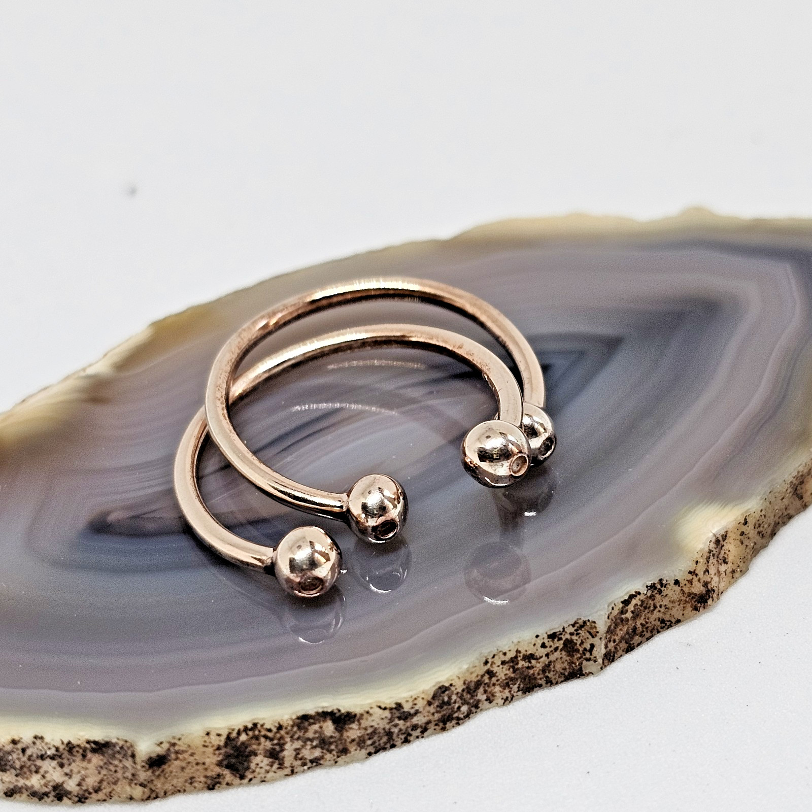La Soula Jewelry Two Rings Rose Gold Plated Women’s One Size Stackable Open Ring