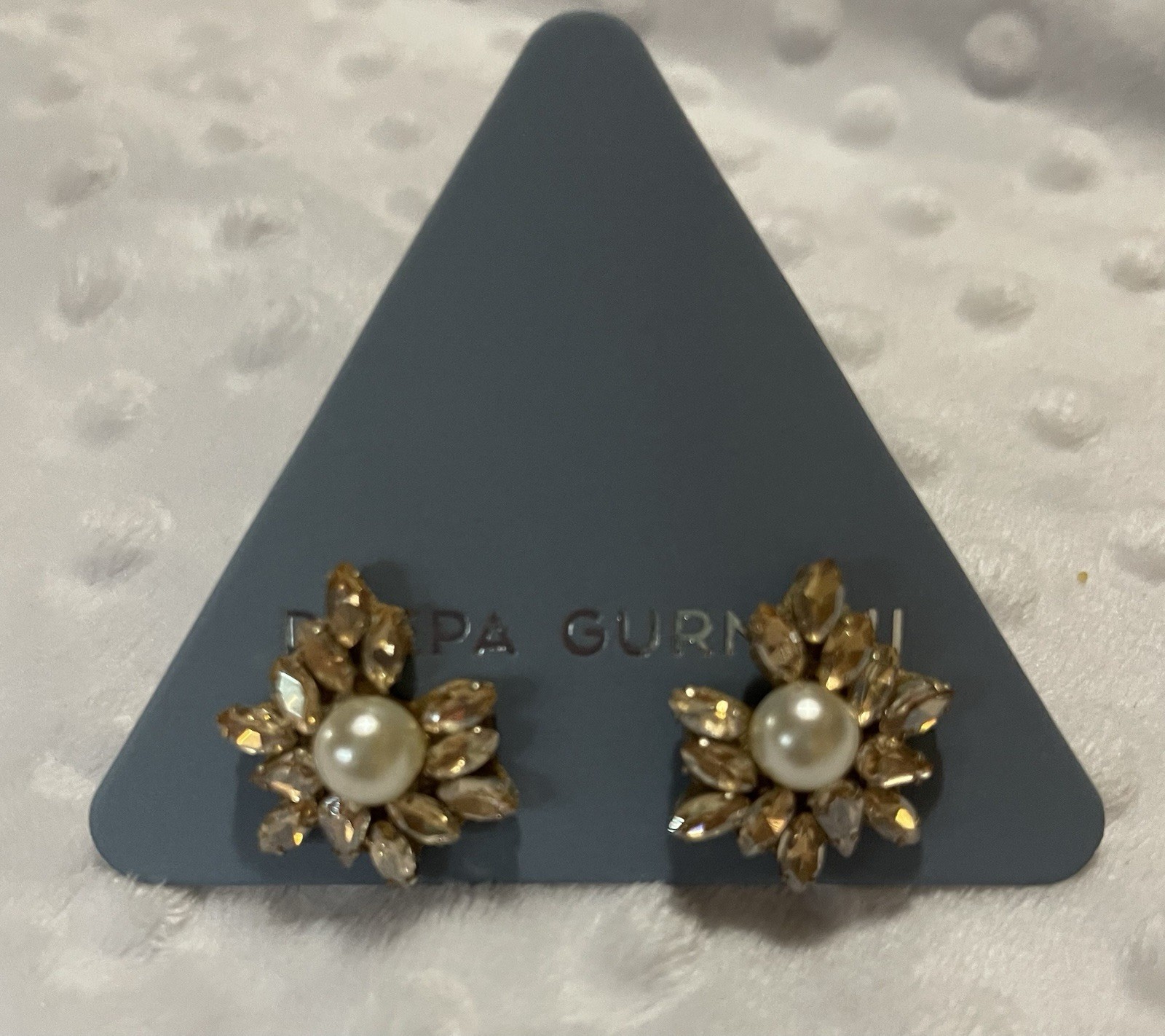 NWT Deepa Gurnani Sahana Earrings Handmade Gold NWT