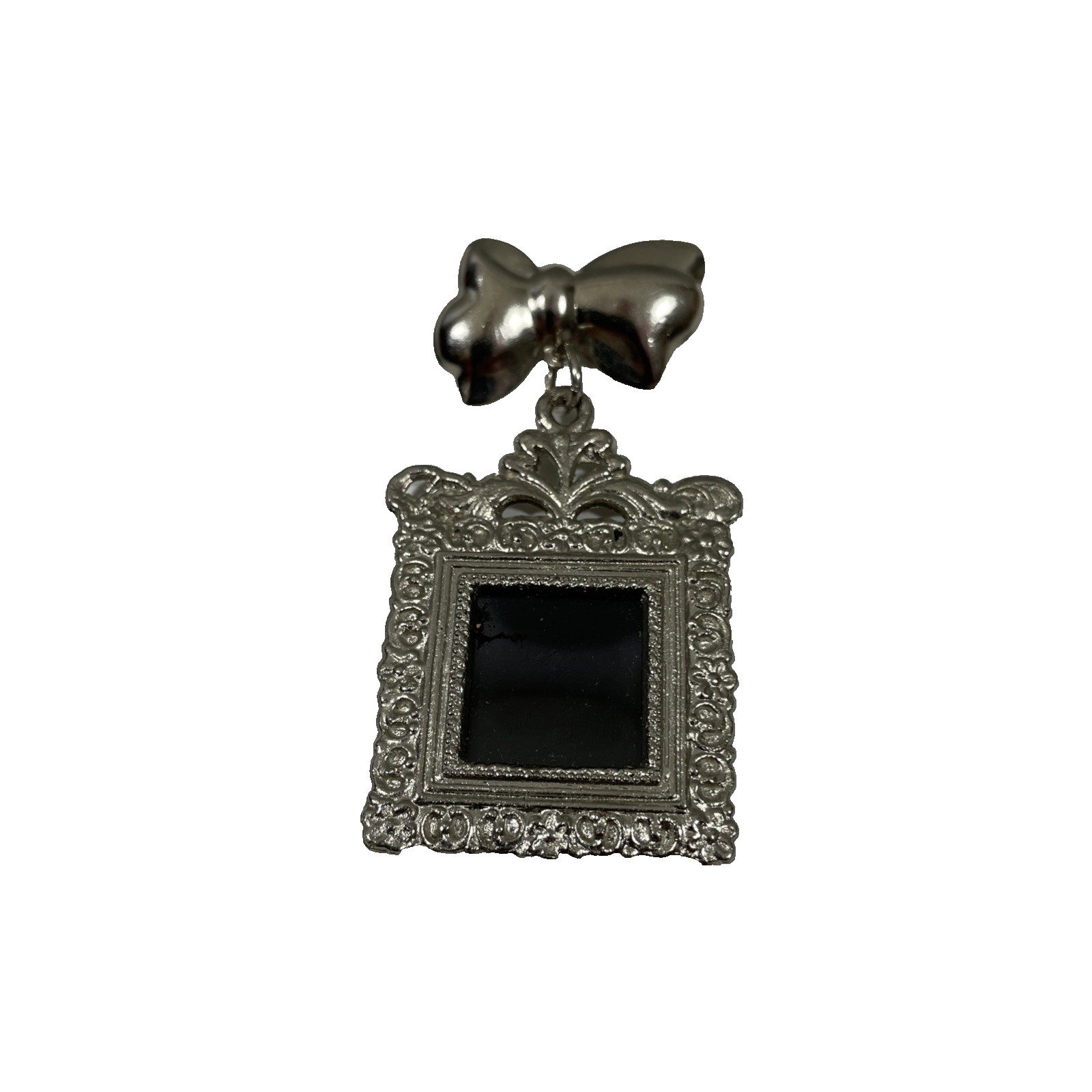 Vintage Silver Tone Brooch Pin Picture Photo Frame Fashion Estate Jewelry
