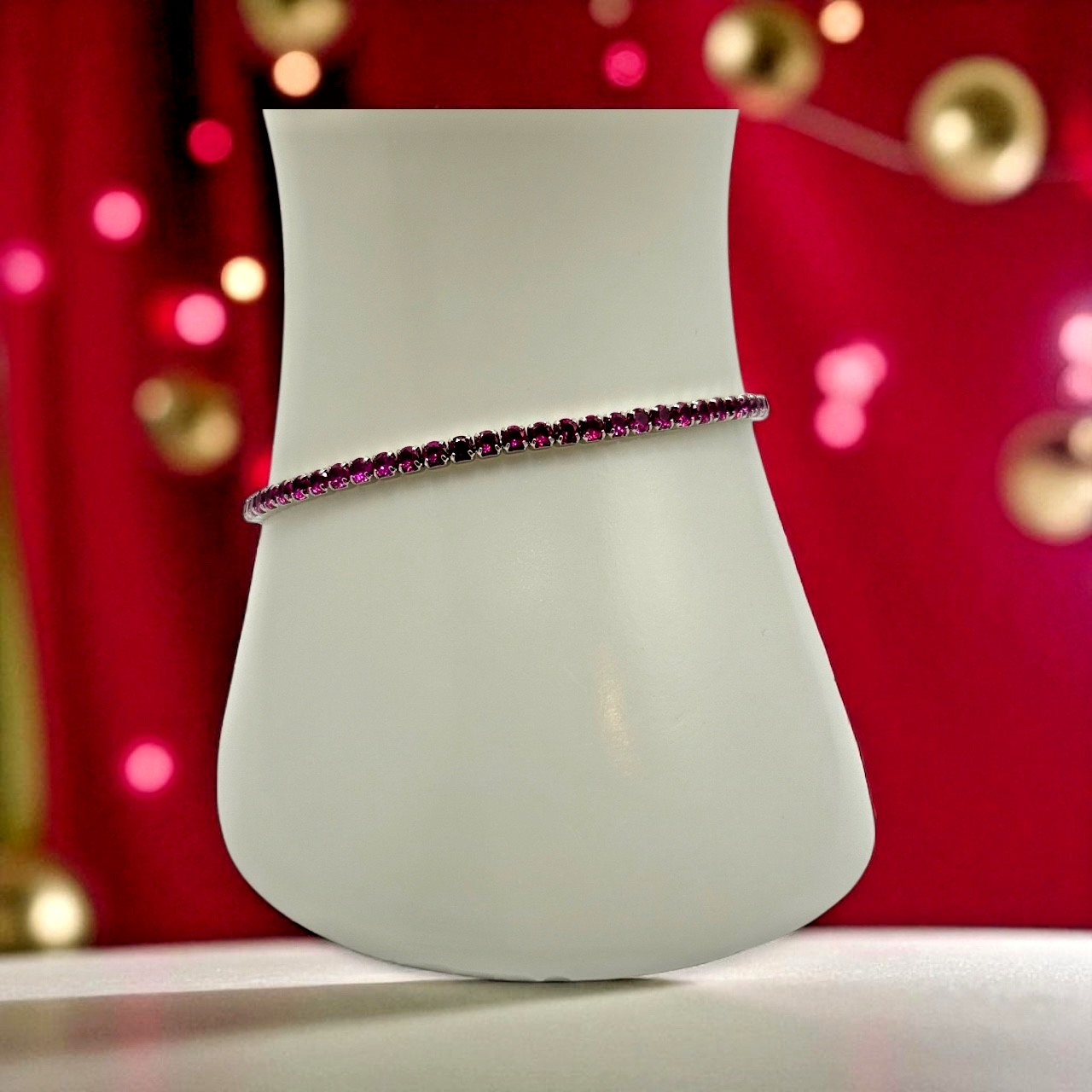 Anna Zuckerman Sterling Glamour Gem Bracelet Lab Ruby NWT + Free Gift