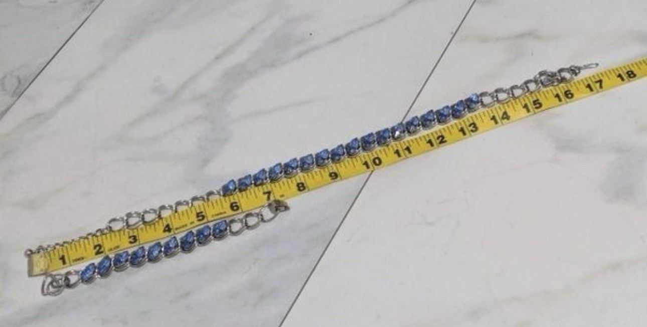 Unknown source Silver Tone Necklace & Bracelet Set with Blue Glass Marquise