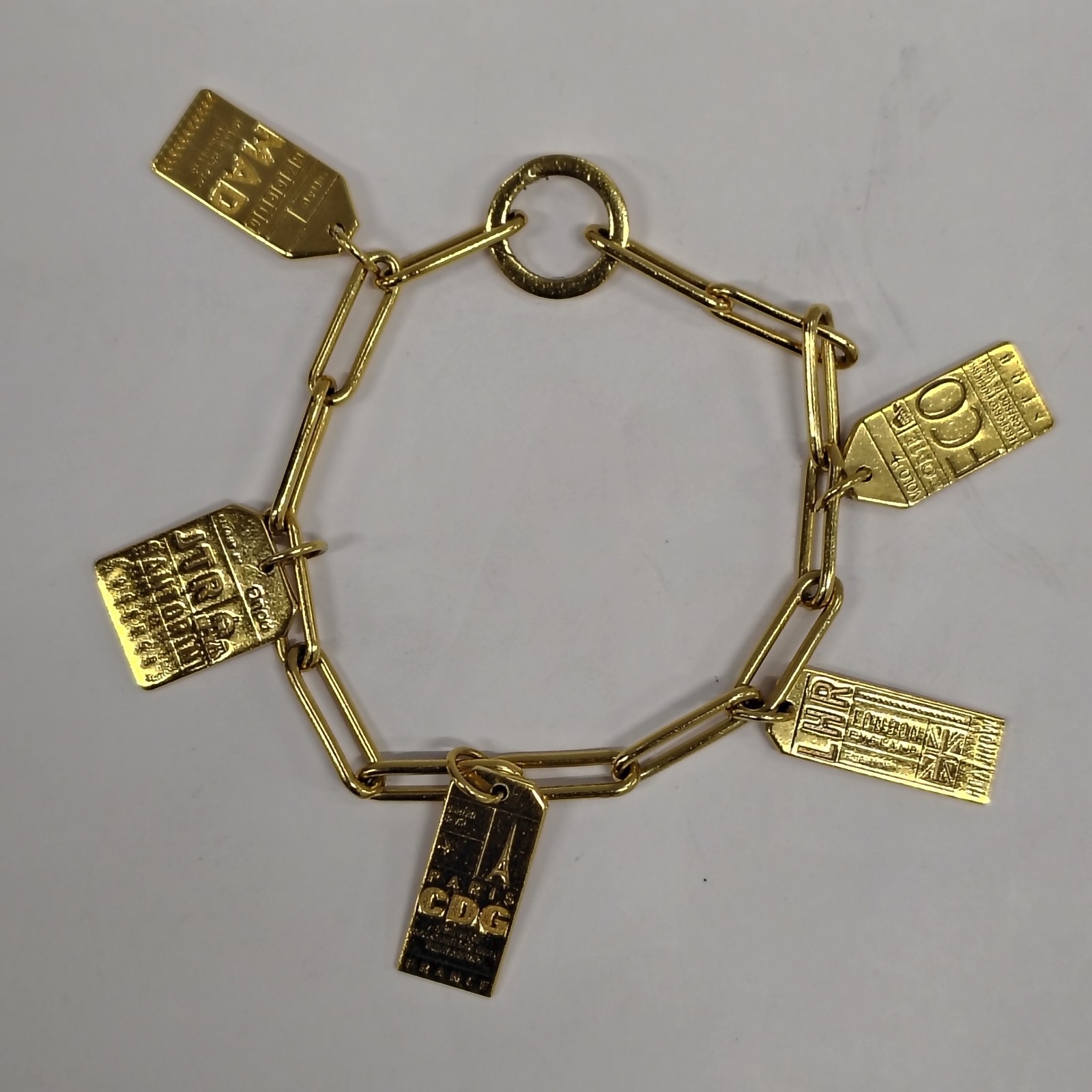 Jet Set Candy JSC 925 Gold Vermeil The Daily 360 Luggage Tag Charm Bracelet 25g