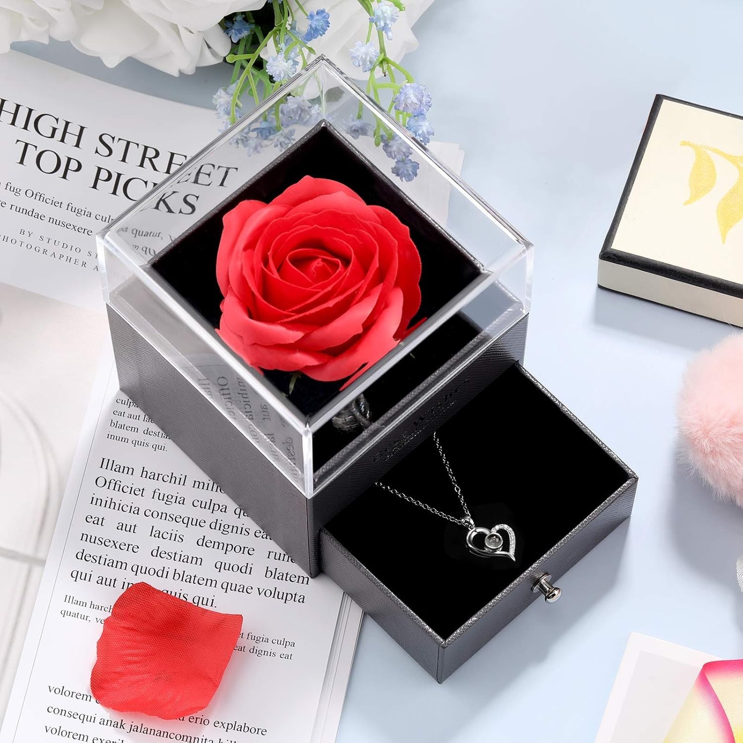 Hicarer Valentine Necklace Gift for Girlfriend I Love You in 100 Languages Proje
