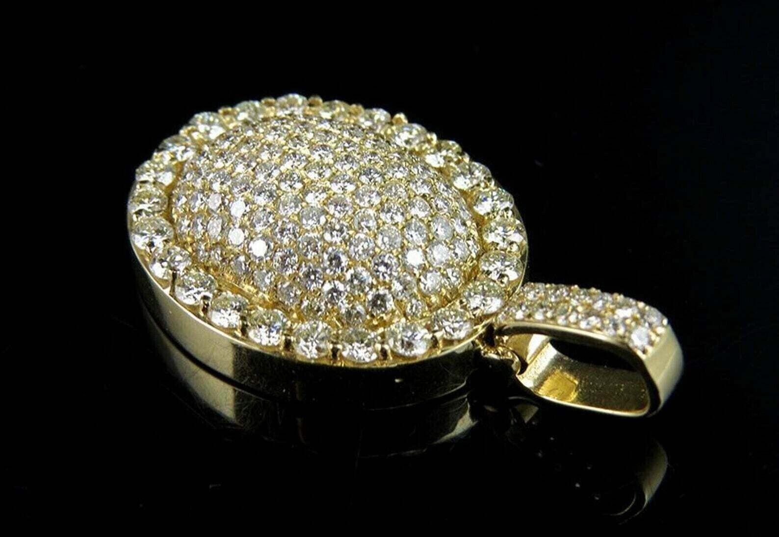 2.41 Ct Round Cut Simulated Diamond Cluster Charm Pendant 14k Yellow Gold Plated