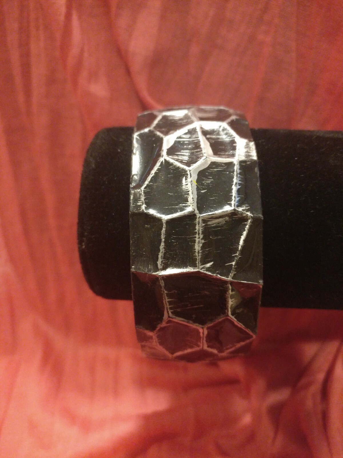Chunky Thick Wide Large Black Silver Grey Gray Bangle Bracelet Jewelry Statement
