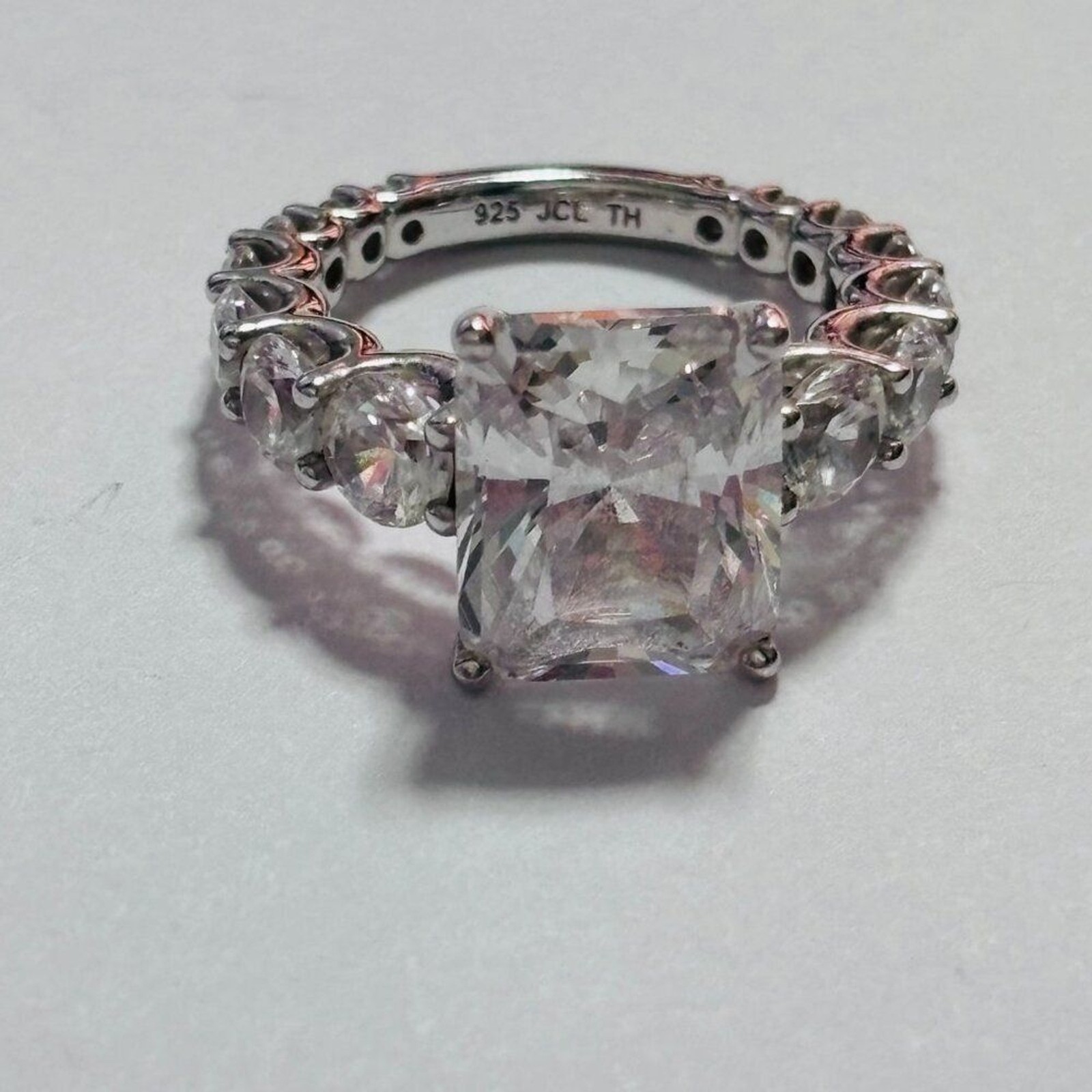 Platinum Clad® 925 Sterling Silver Cushion Cut CZ Engagement Ring Size 4