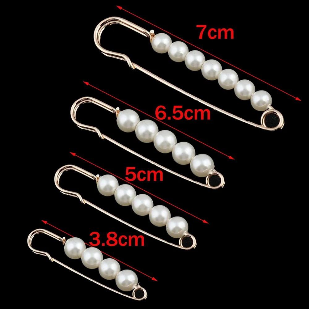 10Pcs Faux Pearl Brooch Pins Decorative Safety Pins Pants Clips Large Shawl Pins