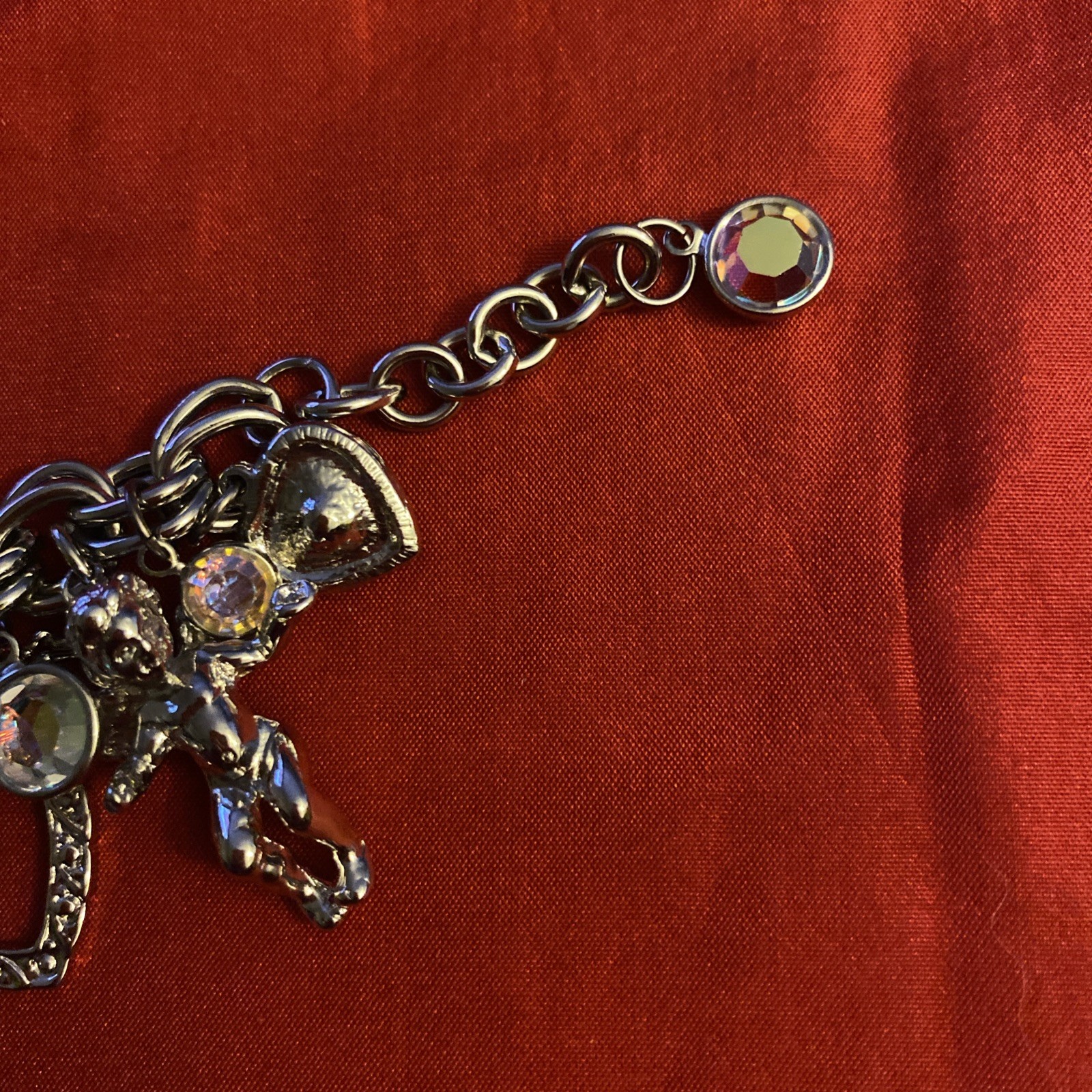 Kirk’s Folly Silver Tone Cherub Angel AB Charm Bracelet