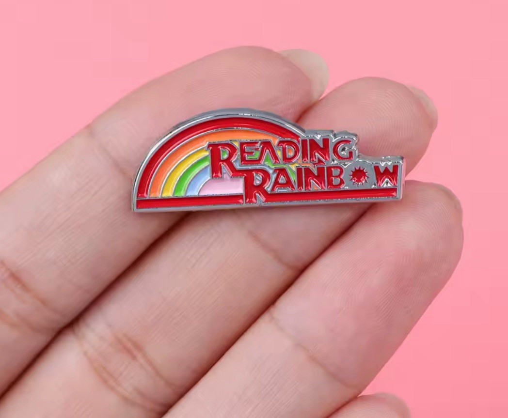 Reading Rainbow Pin Single Metal Reading Rainbow Rubber Pin Backer Nostalgia