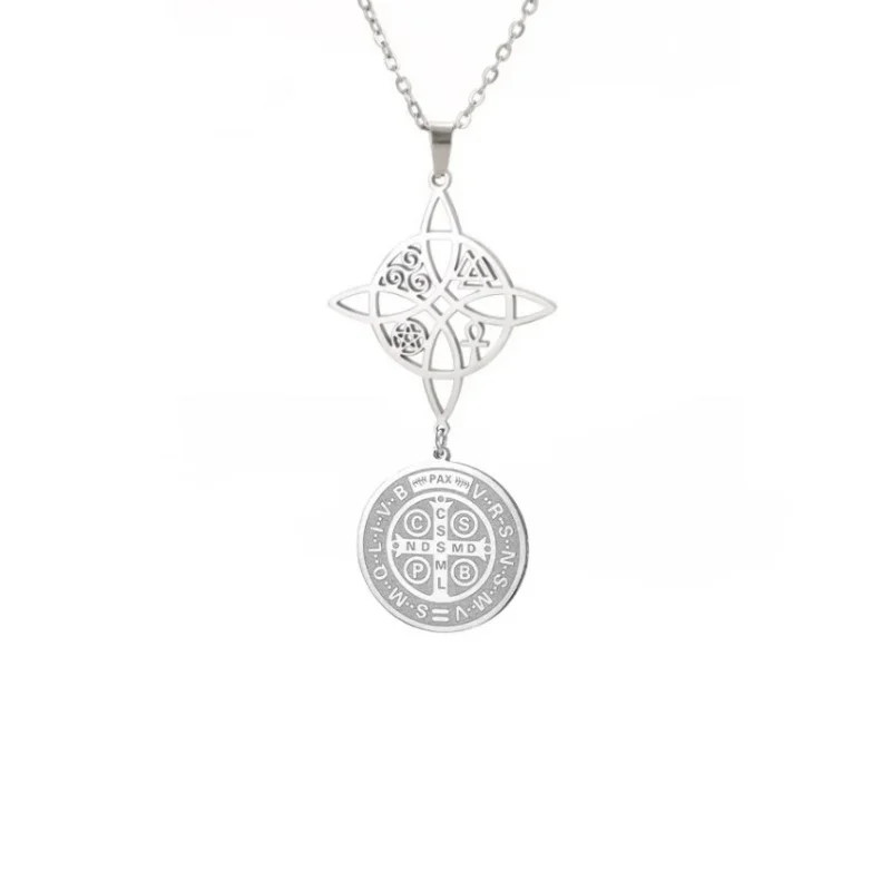 Triple Amulets Protection Necklace Featuring Witch Knot Pentagram Tetragramaton