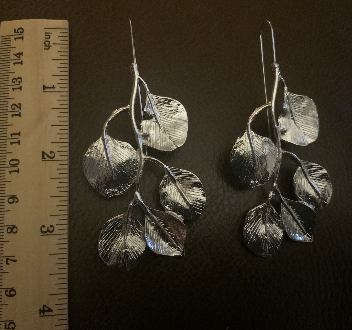 Gold Leaf Earrings Silver Zara Asymmetric Boho Branch Tree Y2K Statement Stud