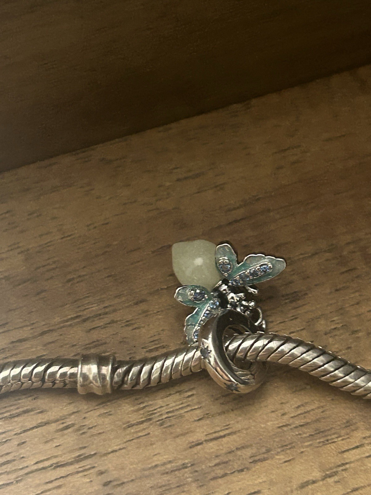 S925 Sterling Silver Green Luminous Firefly Charm