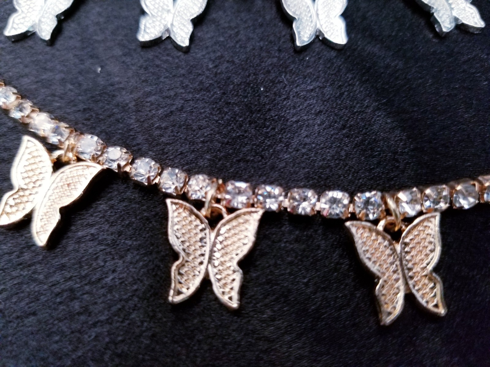 4 x Butterfly Crystal Choker Rhinestone Statement Necklace Bridal Prom Pageant
