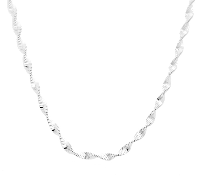 Sterling Silver Diamond Cut Twisted Herringbone Necklace