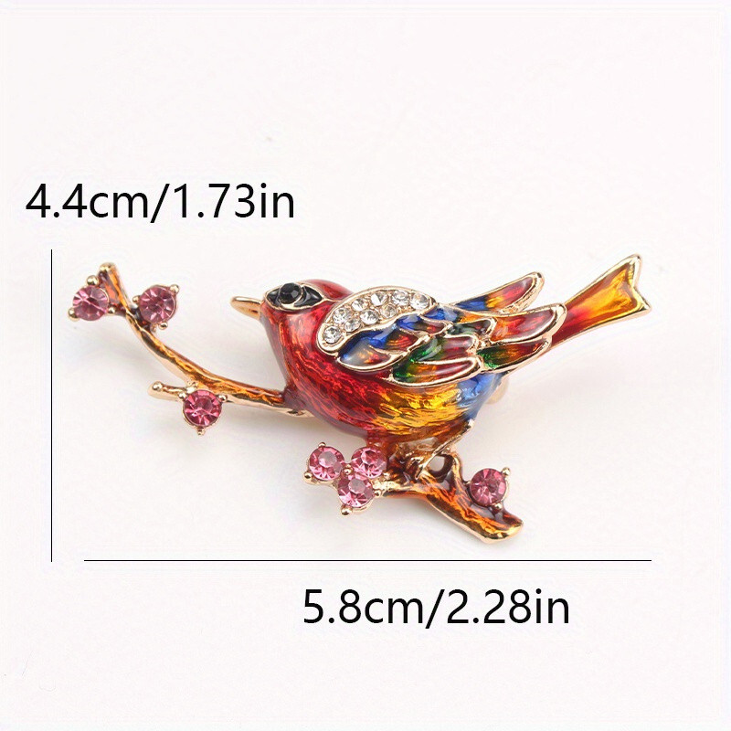 Magpie Brooch Cute Bird Flower Enamel Rhinestone Corsage Pin Clothing Accessory