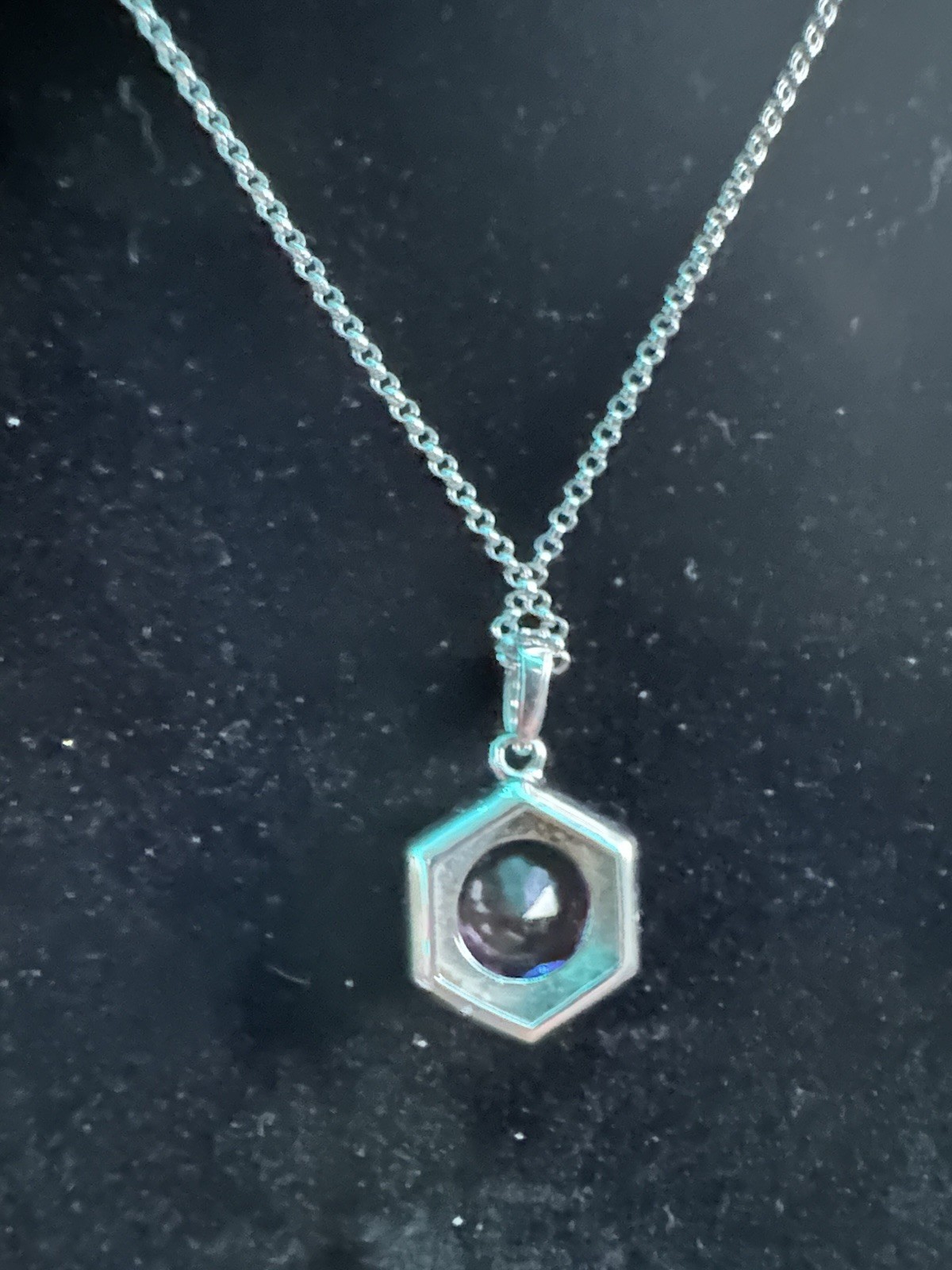 Bomb Party Watermelon Bi-Color Crystal Hexagon Necklace 18” Preowned