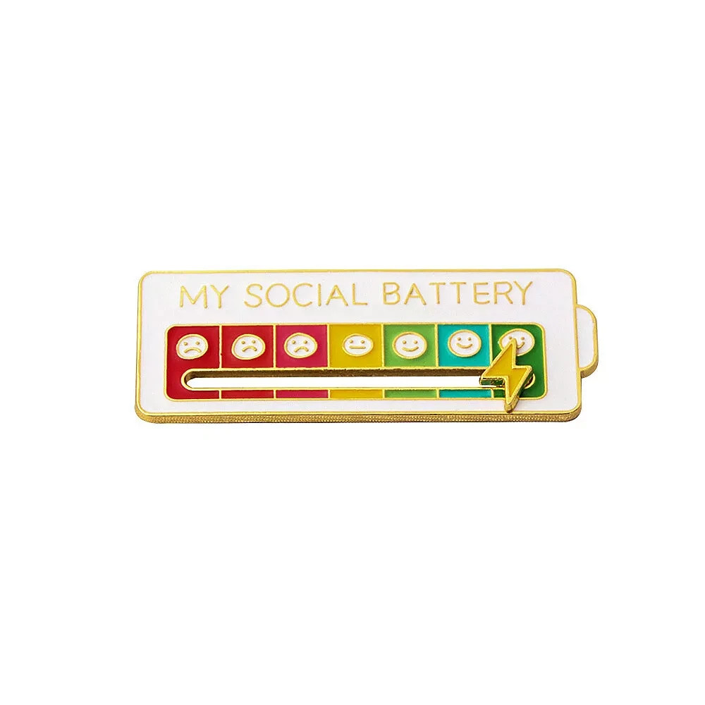 3pack My Social Battery Interactive Mood Enamel Pin