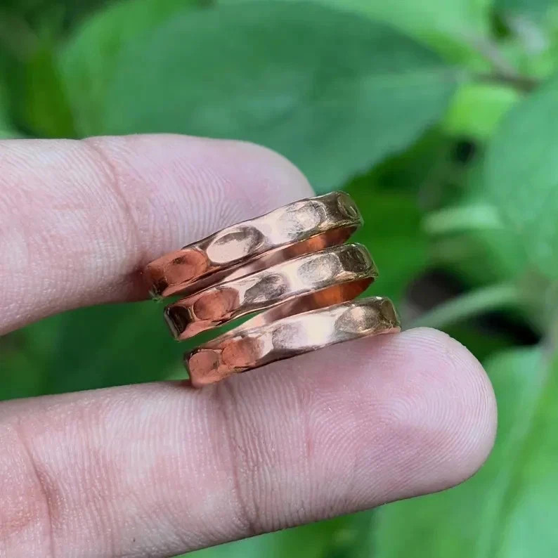 Solid Copper Adjustable Minimalist Healing Ring, Handmade, Unisex, Coil Ring