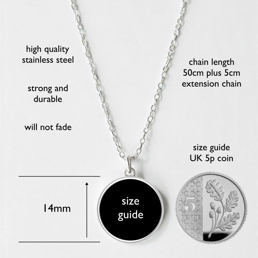 Taylor Swift necklace, stainless steel/glass, 50-55cm length, 14mm width