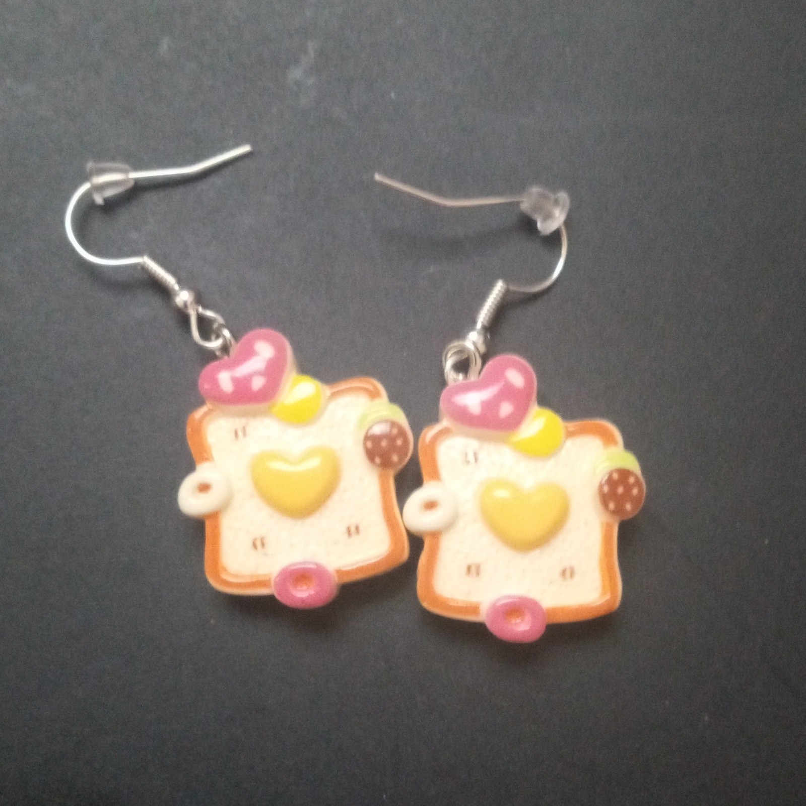 Lot of 6 Pairs Novelty Dangle Earrings Set Acrylic Charms Multicolor Cartoon