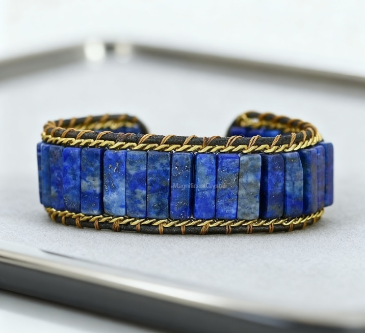 Premium Lapis Lazuli Bracelet Genuine Natural Stone Balance Handmade Jewelry