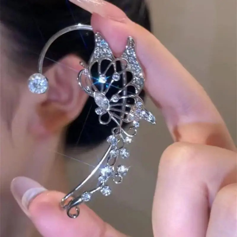 Korean Elf Butterfly Ear Cuff Without Piercing Clip Earrings for Women Elegant