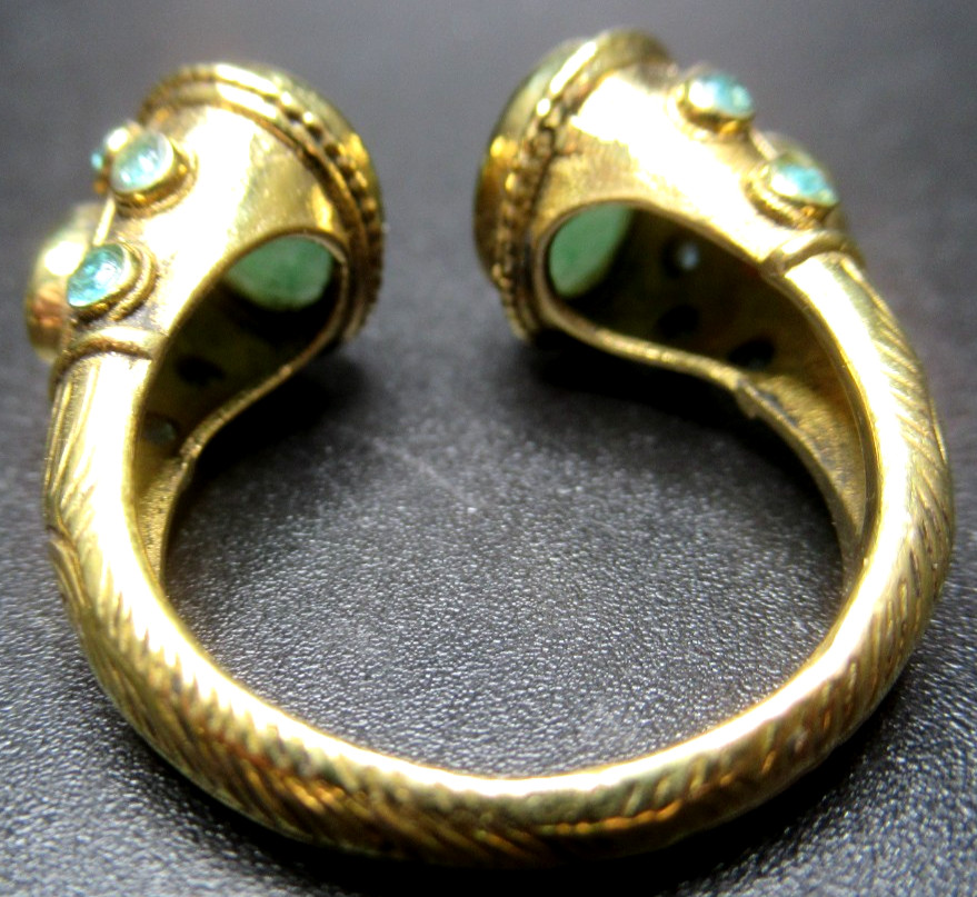Gorgeous Genuine Jade Garnet Stone Cuff Ring
